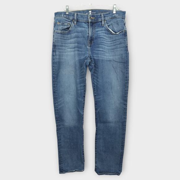 Mens 7 For All Mankind THE STRAIGHT Blue Jeans Size 34 - Picture 1 of 6